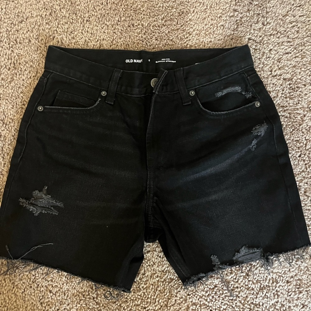 Old Navy Black Distressed Denim Shorts